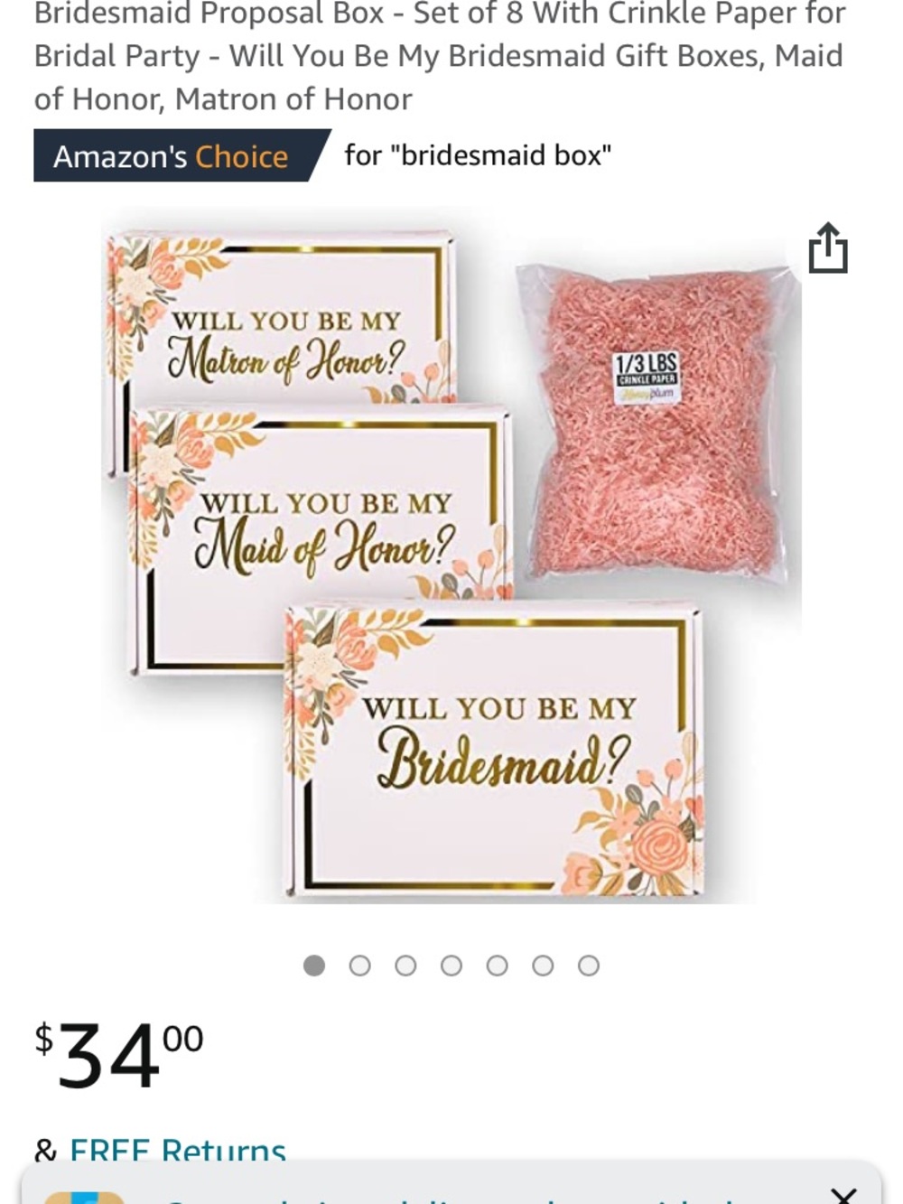 Amazon Pink and Gold Bridesmaid Proposal Box Set with Floral Accents